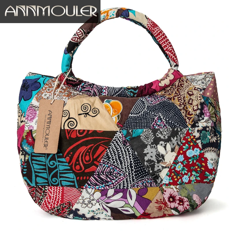 Annmouler Vintage Women Shoulder Bag Floral Print Cotton Totes Large Capacity Tribal Tote Bags Patchwork Bohemian Hobo Bag Annmouler Vintage Women Shoulder Bag Floral Print Cotton Totes Large Capacity Tribal Tote Bags Patchwork Bohemian Hobo Bag