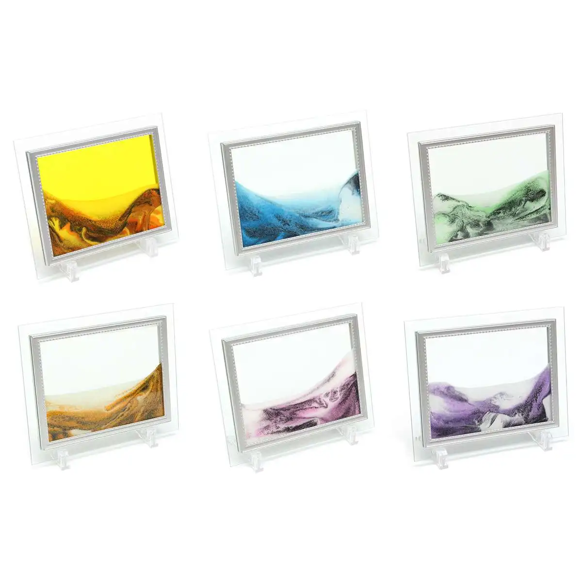  Framed Moving Sand Time Glass Liquid Landscape Picture Craft Art Home Office Desk Ornaments Home De