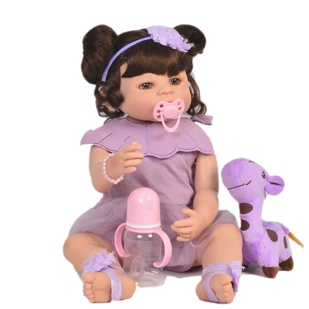 

22inch 55cm Full silicone Vinyl Princess Toddler Babies Dolls baby girl Girls Birthday Gift Present Child Play House Toy