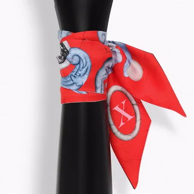 Алфавит 26 Письма дизайн печати бандана шелковый шарф люксовый бренд женские рюшки маленький галстук сумка узкие Созвездие шарф
