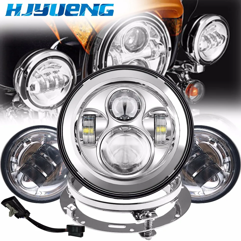 HJYUENG 45 w 7 inch светодиодный фары с 4 5 дюймов соответствия Chrome прохождения лампы для 98