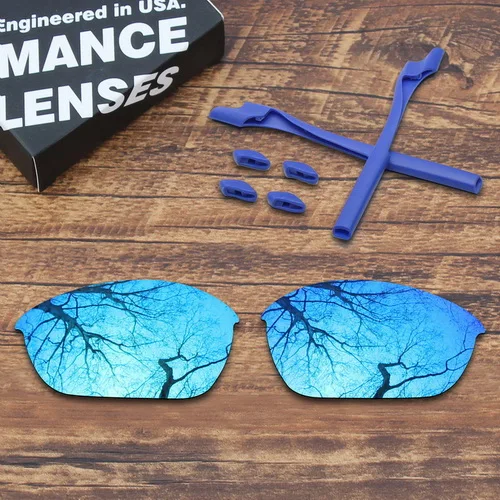 Blue and Blue ToughAsNails Поляризованные замены линзы и синий комплект резины для половина куртка солнцезащитные очки Oakley 2,0 - Цвет линз: Blue and Blue
