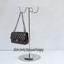 2 шт. x серебристого металла сумка, витрина 15 см широкий мешок демонстрационная подставка Поддержка крючок из нержавеющей стали для установки в стойку Регулируемый# FL002