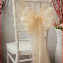 № 72 Шампанское Цвет Органзы Кресло Вытяжки/Председатель Шапки/Крышка Стула Sash Для Свадьбы Event& Партии& главная& Банкетный Украшения Текстильных