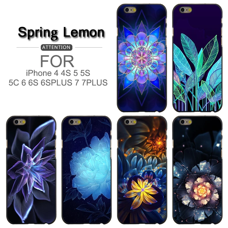Spring Lemon for iphone 7 Case The Night Beautitul Flower Mandala Chrysanthemum Cover 8 8plus 7plus 6s SE 5s 4s 5C | Мобильные