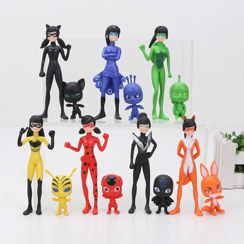 ladybug and cat noir figurines