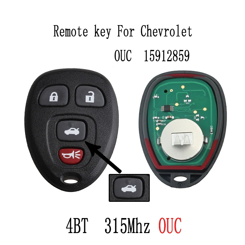 

2pcs*315Mhz Remote key DIY For Chevrolet Impala 2006-2013 For Chevrolet Monte Carlo 2006 2007 OUC 15912859 Car key