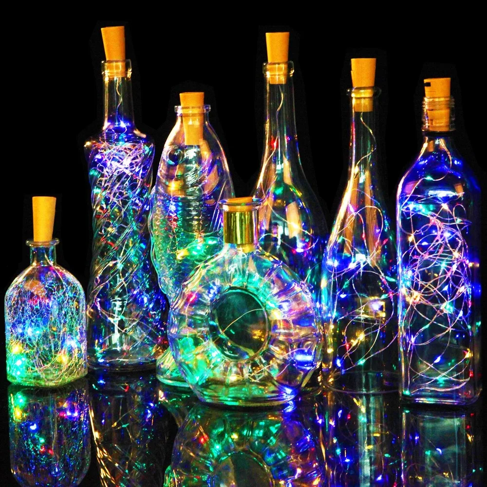 9 видов цветов 2 м 20Led Горячая светильник бутылки! Винные бутылки светильники-пробка медная проволока гирлянды для свадьбы фестиваль вечерние украшения