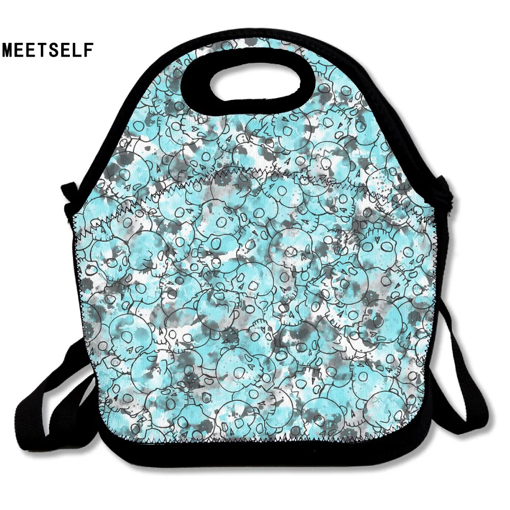 MEETSELF 3D Print Blue Camo Lunch Bags Insulated Waterproof Food Girl Packages Womens Kids Boys Handbags boys-lunch-bag