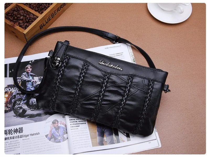 Aliwood حقيقية جلد الغنم مخلب النساء حقائب كتف متنقلة عارضة الإناث Crossbody أكياس محفظة Embrayage كيس Bolsas