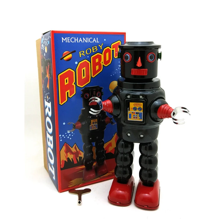 Juguetes para niños, Robots de hojalata, colección de juguetes para el hogar, artesanía Retro MS640, Robby Tintoy|tin robot|toy tin toy - AliExpress