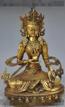 

S00777 11"chinese buddhis1m bronze gilt Vajrasattva Kwan-Yin Bodhisattva buddha statue