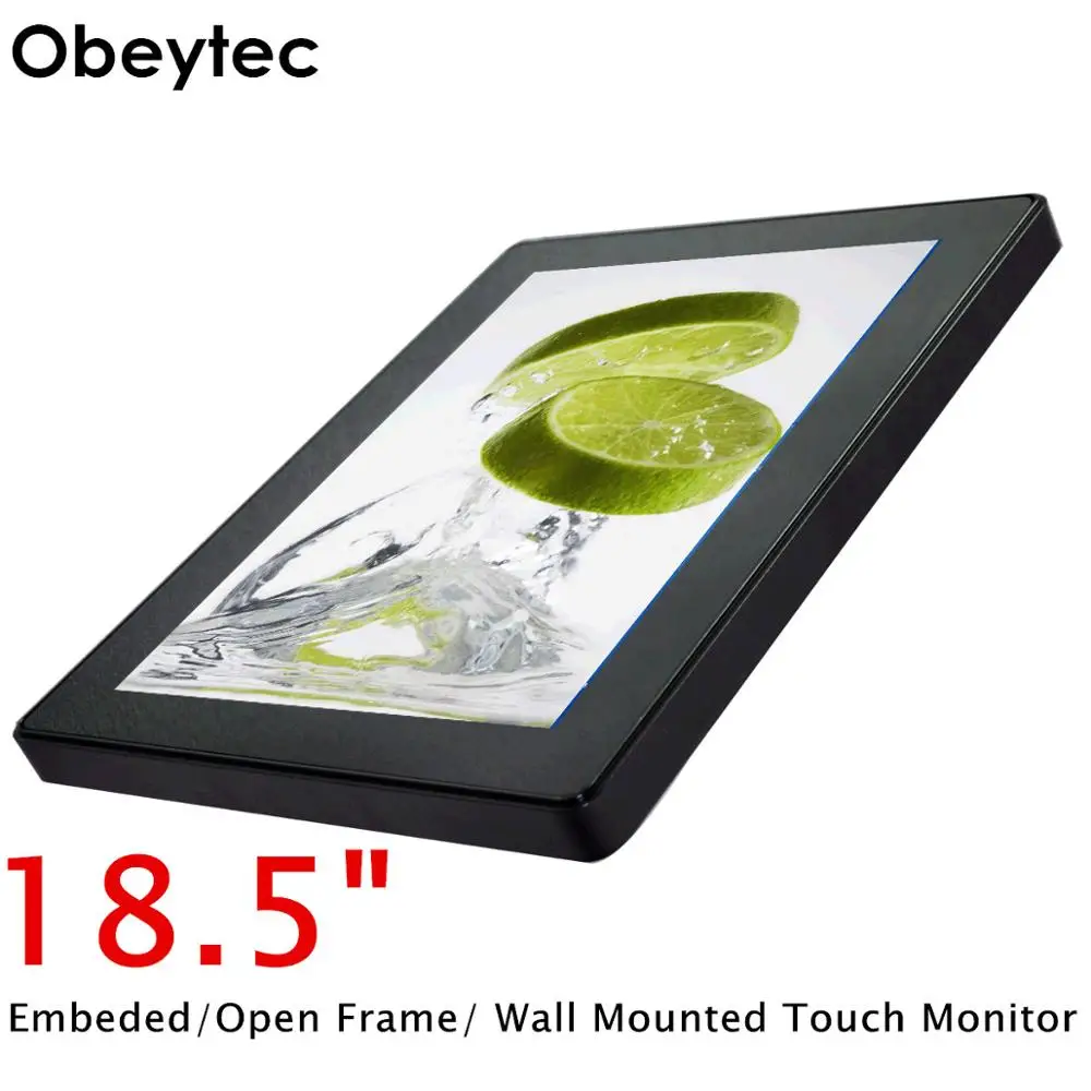 Obeytec 18,5 дюймов ЖК-дисплей емкостный открытая рамка сенсорный экран монитор, PCAP сенсорный, мульти 10 точек, 16:9, IP65 антивандальный, 1366*768