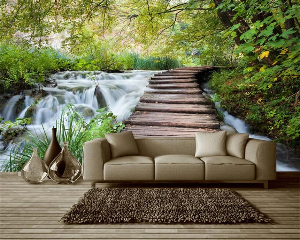 beibehang photo 3D Custom wallpaper natural Bridge Waterfall Woods  landscape wallpaper wall 3D bedroom background 3d wallpaper|photo 3d  wallpaper|landscape wallpaper3d wallpaper - AliExpress