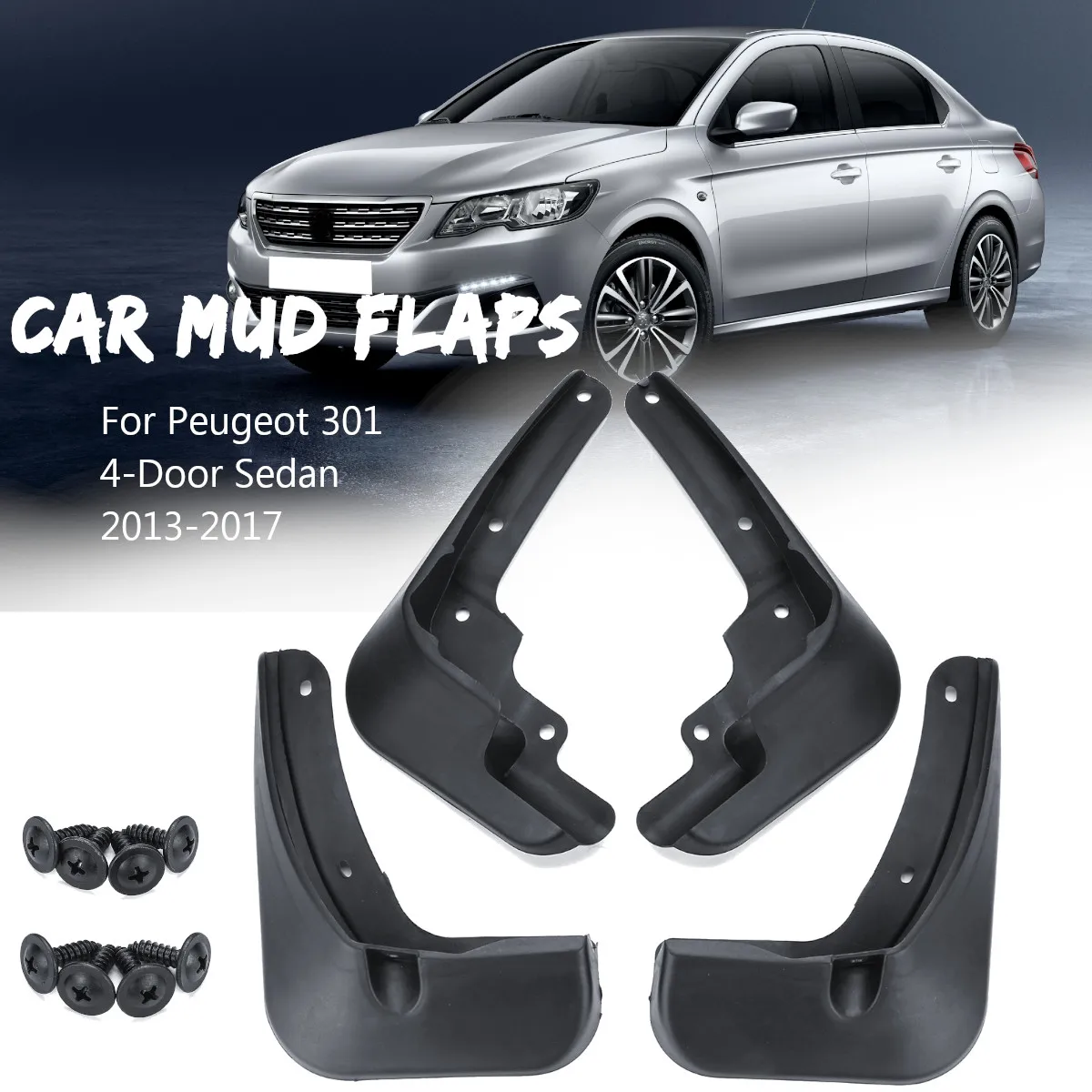4PCS Black Front Rear Splash Guard Mud Flaps For 2018 Honda Accord 4-DR Sedan