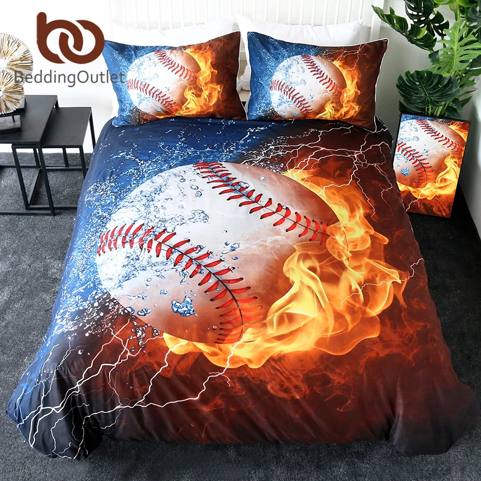 Bedding 3d Basketball Flame Bedding Set Sports Boy Duvet Cover