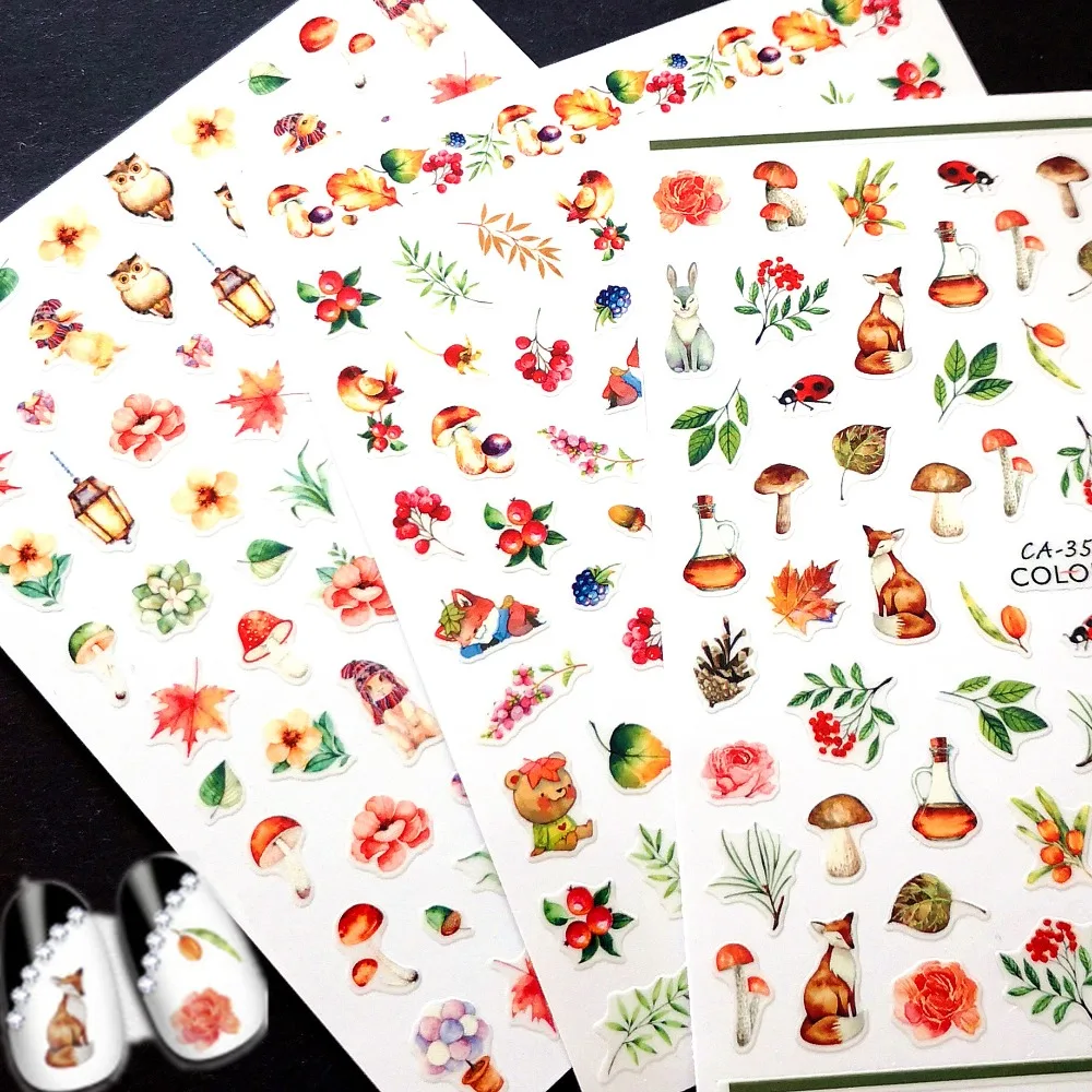 

Newest CA-350 351 352 Mushroom 3d nail art sticker Japan style nail decals template DIY nail decorations tools template