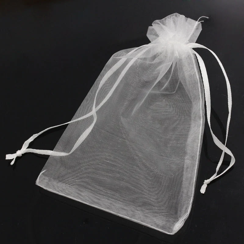 DoreenBeads Organza Drawable Wedding Gift Bags&Pouches White 15x10cm ...