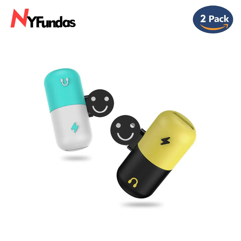 

NYFundas 2PCS Dual Audio Charging Adapter For iPhone X 7 8 Plus 10 Headphone Converter for Earphone Audio USB Charger Splitter