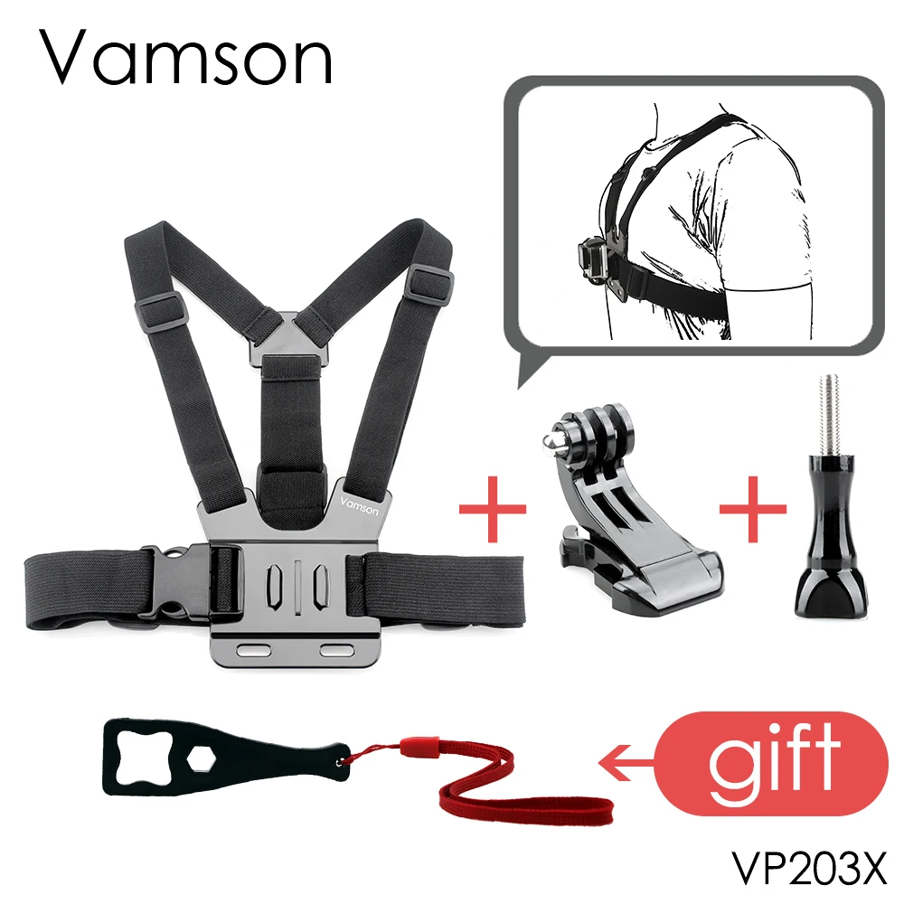 Нагрудный ремень Vamson для Gopro 10 аксессуары Xiaomi yi 4K Экшн-камера Go Pro SJCAM SJ4000