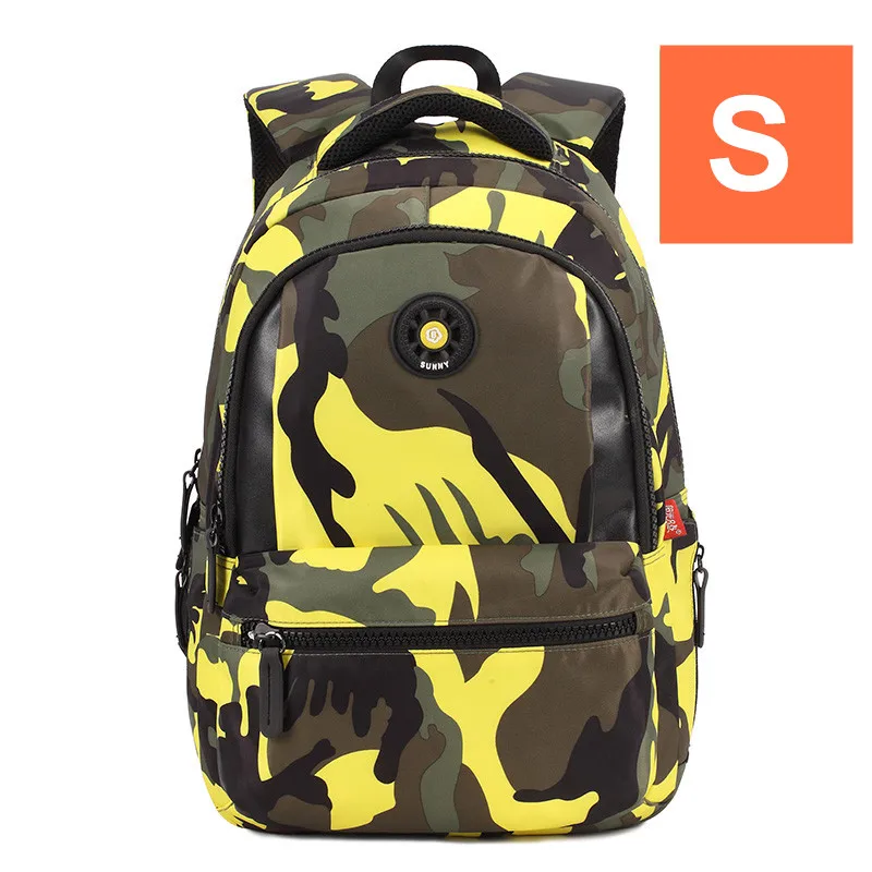 3 размера, камуфляжные водонепроницаемые нейлоновые школьные сумки для девочек и мальчиков, ортопедический Детский рюкзак, Детская сумка, класс 1-6, Mochila Escolar - Цвет: S yellow