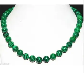 

Women jewelry choker anime gem chocker maxi collier natural AAA 10mm Green Gorgouese Malachite Gem Round Beads Necklace