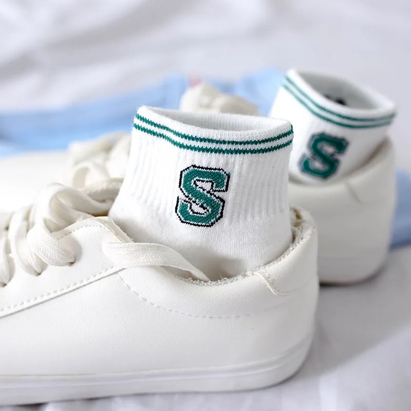 

Cotton Casual Different Color Letters Invisible Breathable Sweat Designed School Students Korean Style Short Cute Women Socks