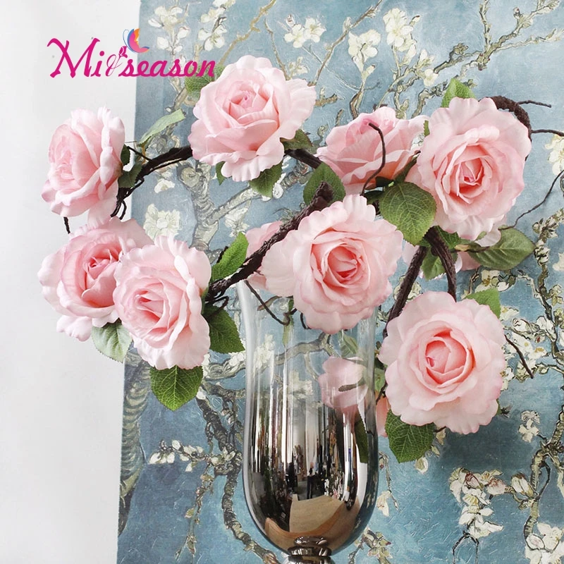 182cm Silk Rose Flower foaming branch Vine Artificial Flowers for Home Wedding arch Decor Decorative Artificial Flower Garland