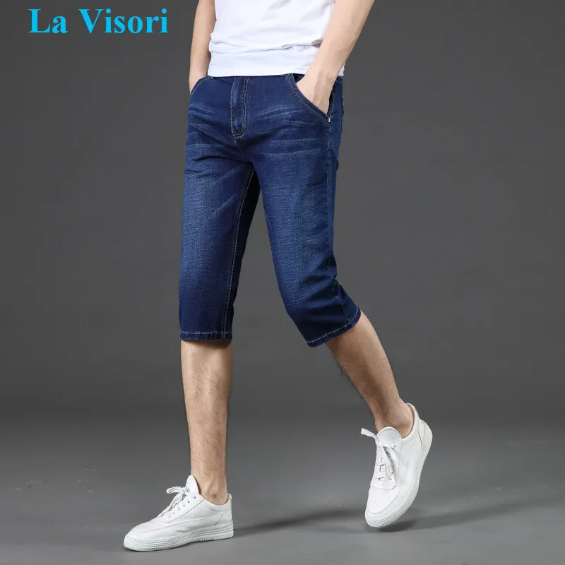 Summer Mens Jeans Retro Cargo Denim Shorts Vintage Acid Washed Faded