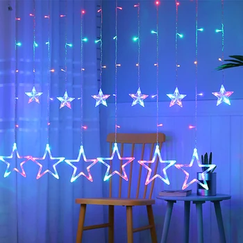 

Garland Multicolor 220V LED Holiday Lighting String New Year Christmas Fairy Indoor Night Party Decorative Curtain Star String