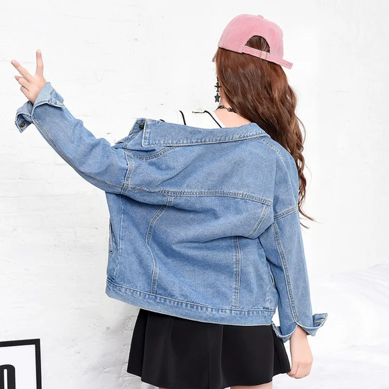 EXOTAO Jeans Jacket Women 2019 New Basic Long Sleeves Casual Denim Female Korean Oversized Loose Autumn Boyfriend Abrigo Mujer