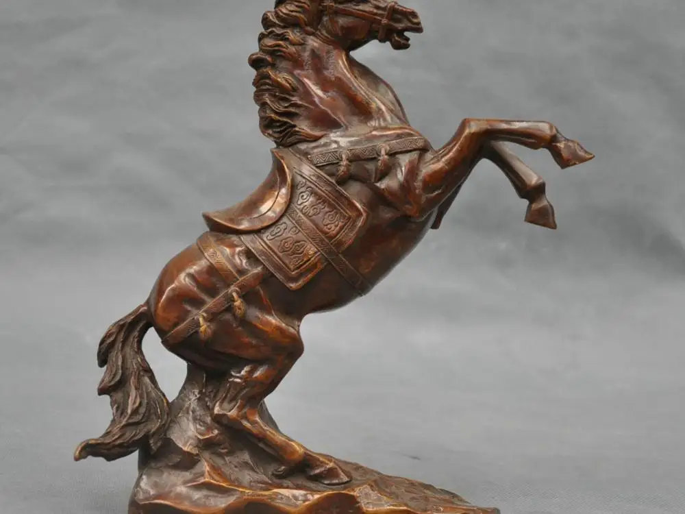 11" China Bronze Fengshui Zodiac Horse Statue Figurine