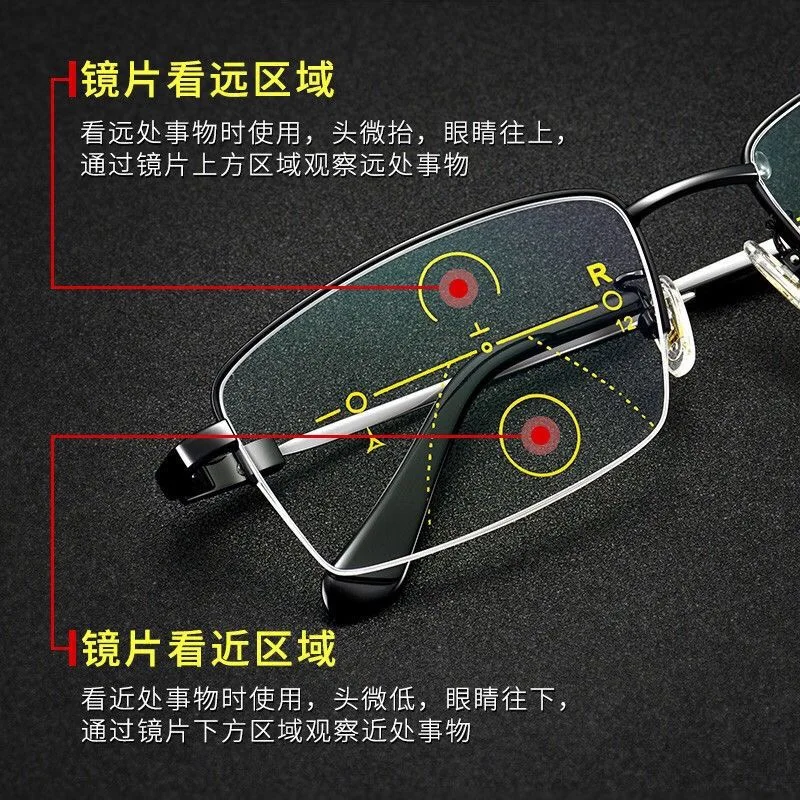 Gafas de lectura con zoom de doble propósito, multienfoque, reloj anti-Rayo Azul, teléfono móvil alto- DEFINICIÓN DE EDAD gafas