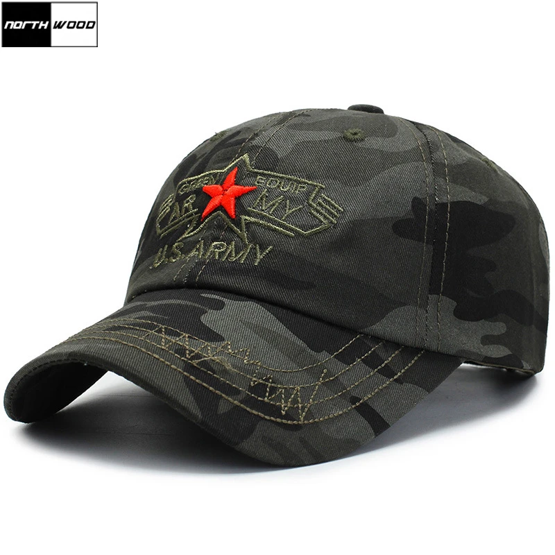 

[NORTHWOOD] 2019 Mens Branded US Army Baseball Cap Camoufalge Bone Snapbacks Camo Tactical Cap Summer Army Hat Gorras