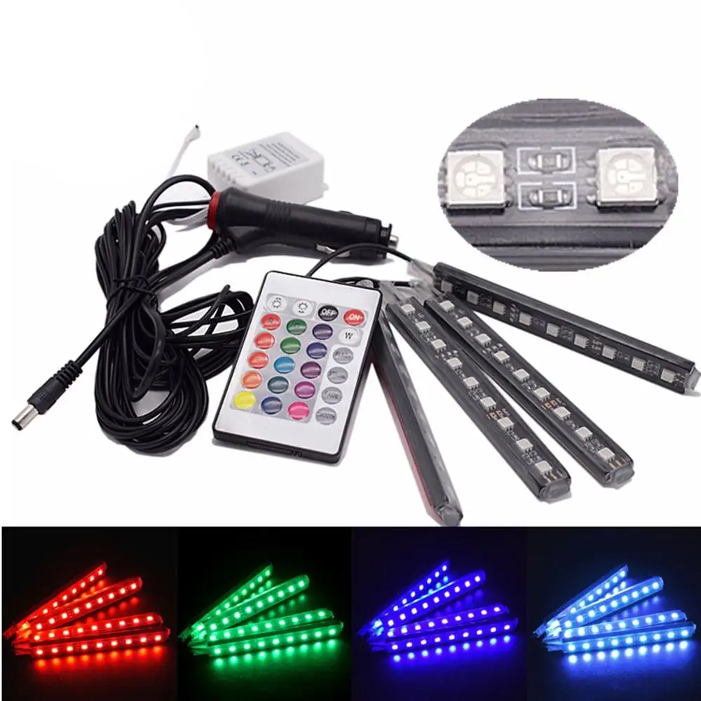 

9LED Car Floor Foot Atmosphere Light Automobiles Decor Lamp Bar Interior Led Flasher Car Interior Atmosphere Decoration