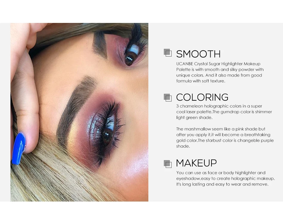 UCANBE бренд Shimmer лазер Хамелеон тени для век макияж Палитра гологафическая поляризация хайлайтер светящиеся тени для век Косметика набор