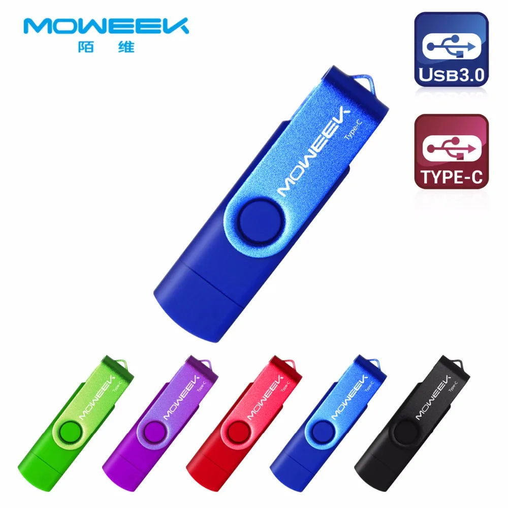 

Moweek High Speed USB 3.0 Flash Drive Fashion Type-C Pen Drive 64G 32G 8G Metal pendrive 16gb Memory stick with free shipping