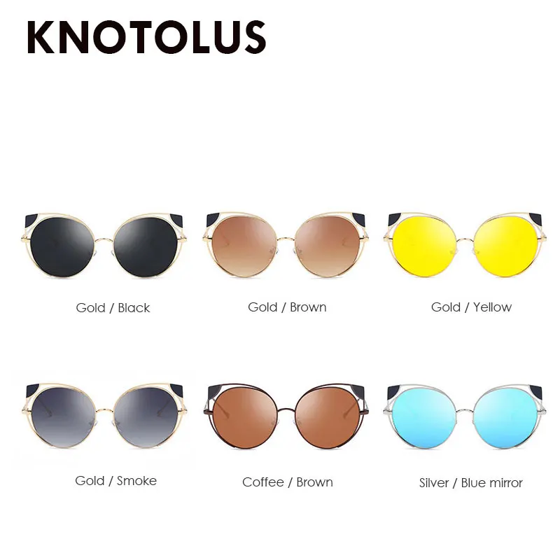 Knotolus коричневый полые кошачьи женские солнцезащитные очкив ретро стиле Винтаж