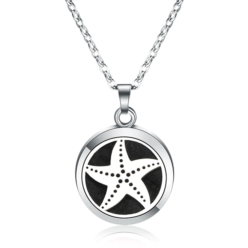 

2019 New Starfish Aroma Diffuser Locket Pendant Stainless Steel Magnetic Necklace Perfume Essential Oil Aromatherapy Box Jewelry