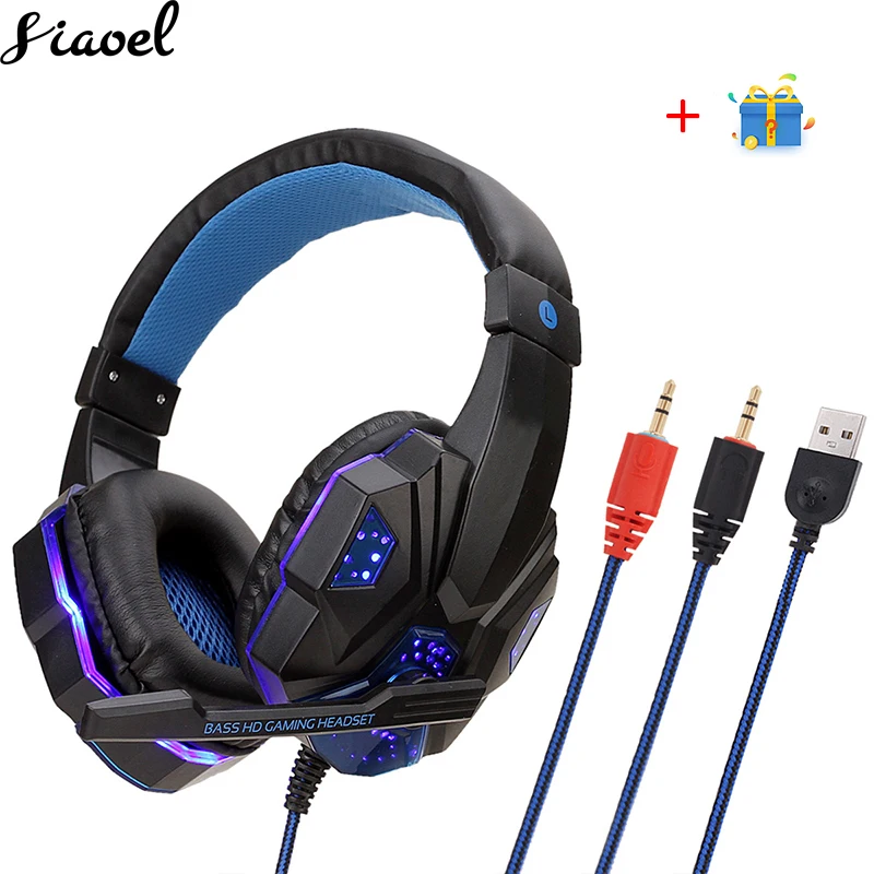 Gaming Headset And 3.5mm Computer Headset Headphone with Microphone LED Light Stereo Earphone Game 