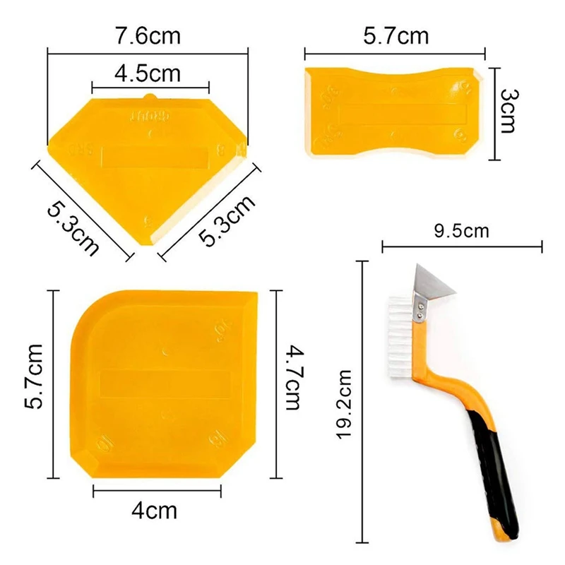 GYTB 4 шт. набор инструментов для чеканки шарнир силиконовый герметик удаление края скребок желтая щетка ручной комплект инструментов