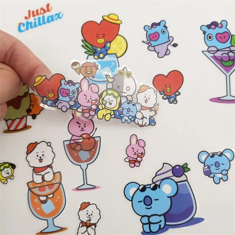 

K-POP DIY Craft Kpop COOKY TATA Self Adhesive Stickers Bangtan Boys Pattern Stickers Photo Scrapbooking Phone Decor HF198