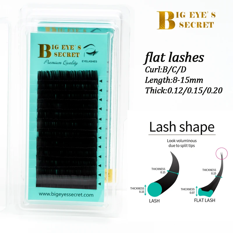 Big eye's secret Matte Flat Eyelash Extensions Individual Mink B C D curl Softer Ellipse Flat Lashes