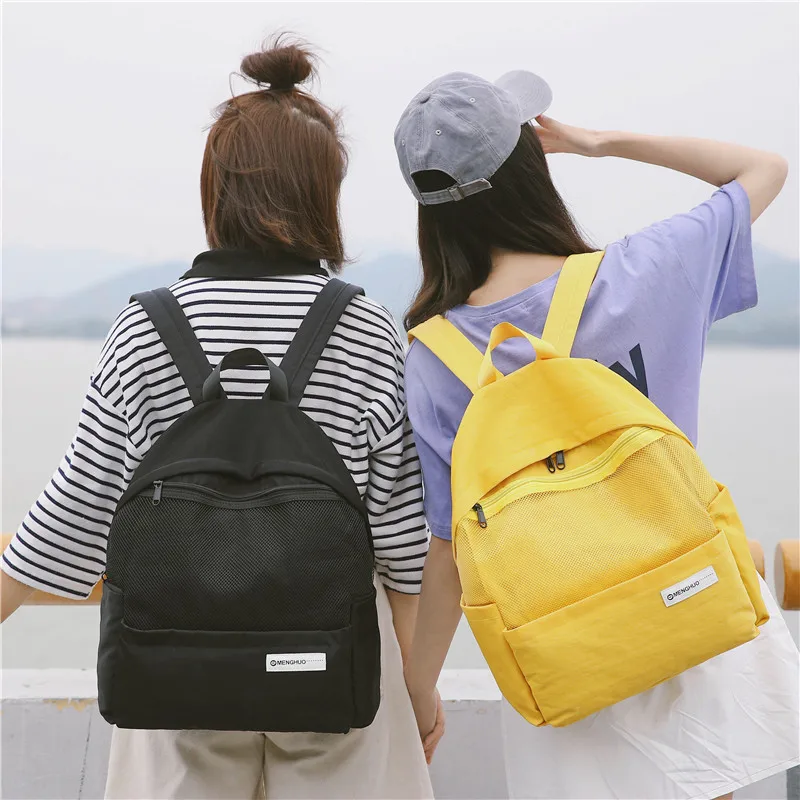 Menghuo Simple Style Net Backpack Women Backpacks for Teenage Girls School Bags Fashion Vintage Solid Leisure Book Bag Mochilas (26)