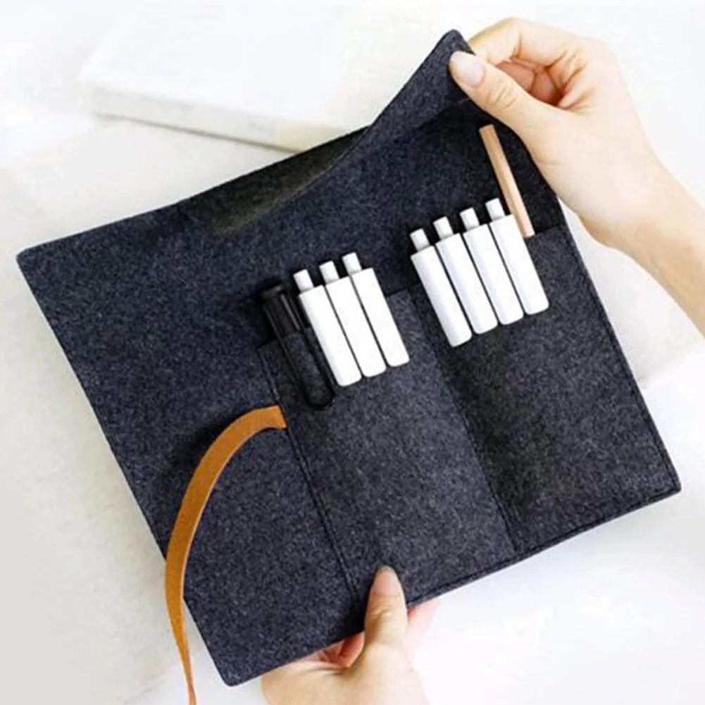 Portable Pen Drawing Arts Craft Paint Brush Storage Organizer Stationery Pencil Case Soft Roll Up Bag Canvas