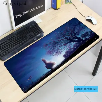 

Congsipad Anime Girls Short hair Cityscape Night Large 400*900*2mm Computer Laptop Notebook Gaming Mouse Pad Stitiched Edge Mat
