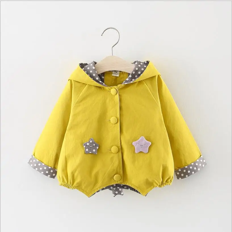 

2-5 yrs Baby Girls Toddler hooded 2019 spring Autumn Girls Jackets casual Kids Outwear pentagram Waterproof Children Coat