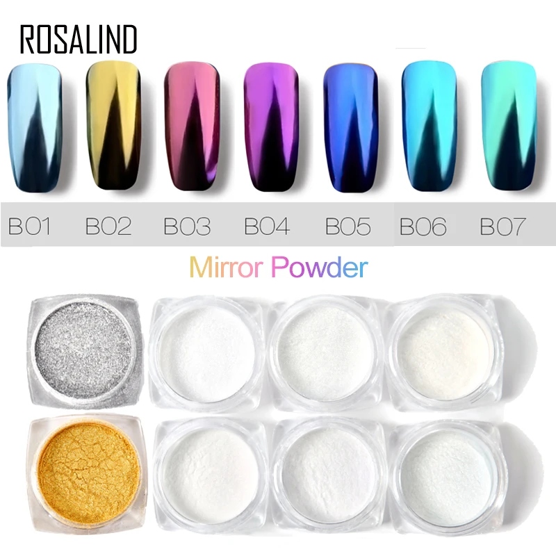 

Rosalind Gold/Silver Nails Glitters Shinying Sequins Magic Mirror Powder With Sponge Stick DIY Pigment Manicure Nail Art Polish