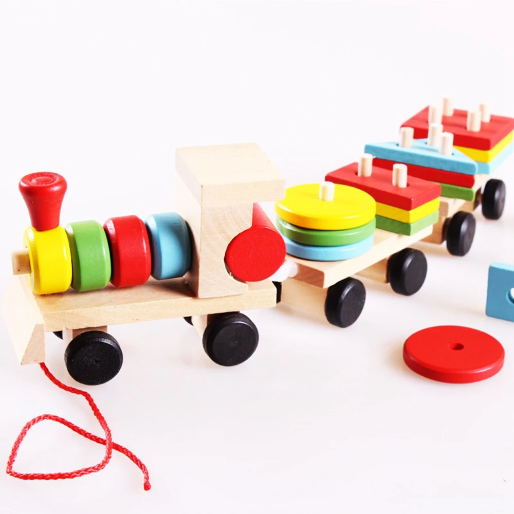 wooden stacking train toy