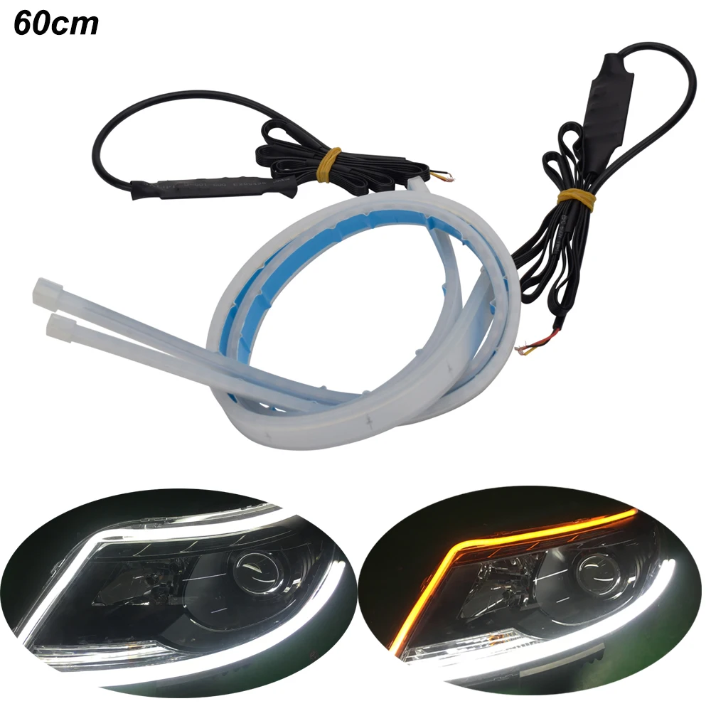 2pc 60cm LED DRL Strip Flexible LED Headlight Strip For Mercedes AMG